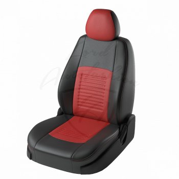 Чехлы для сидений Lord Autofashion Турин (экокожа) Renault Logan 1 рестайлинг (2010-2016) (Чёрный, вставка красная)