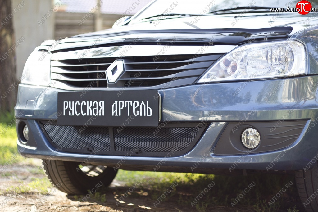 1 999 р. Защитная сетка решетки переднего бампера РА  Renault Logan  1 (2010-2016) рестайлинг  с доставкой в г. Пермь