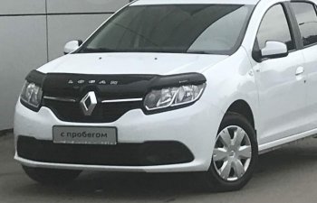 2 199 р. Дефлектор капота CA-Plastic Renault Logan 2 дорестайлинг (2014-2018) (Classic черный, Без надписи)  с доставкой в г. Пермь. Увеличить фотографию 2