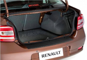 Накладка защитная на задний бампер Petroil Tuning Renault Logan  2 (2014-2018) дорестайлинг (Текстурная поверхность)