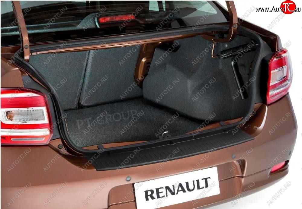 949 р. Накладка защитная на задний бампер Petroil Tuning  Renault Logan  2 (2014-2018) дорестайлинг (Текстурная поверхность)  с доставкой в г. Пермь
