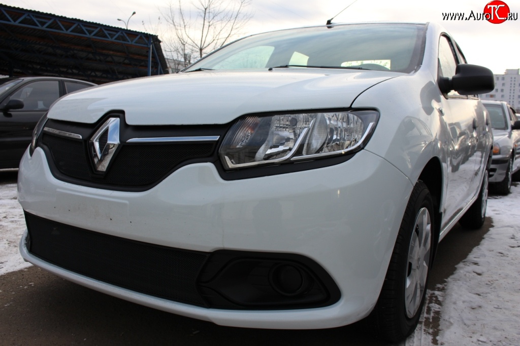 1 469 р. Нижняя сетка на бампер Russtal (черная) Renault Logan 2 дорестайлинг (2014-2018)  с доставкой в г. Пермь
