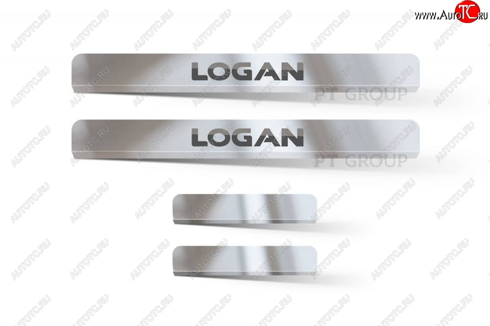 2 449 р. Пороги накладки в проем дверей Petroil Tuning  Renault Logan  2 (2014-2018) дорестайлинг (Нержавейка)  с доставкой в г. Пермь