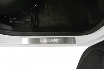 2 449 р. Пороги накладки в проем дверей Petroil Tuning  Renault Logan  2 (2014-2018) дорестайлинг (Нержавейка)  с доставкой в г. Пермь. Увеличить фотографию 4