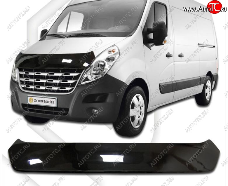 2 199 р. Дефлектор капота CA-Plastic  Renault Master  FV,JV (2010-2015) фургон дорестайлинг (Classic черный, Без надписи)  с доставкой в г. Пермь