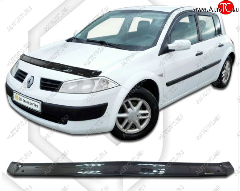 1 899 р. Дефлектор капота CA-Plastiс  Renault Megane  хэтчбэк 5 дв. (2002-2006)  дорестайлинг (Classic черный, Без надписи)  с доставкой в г. Пермь