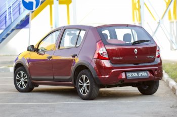2 339 р. Накладки на колёсную арку RA (задняя правая)  Renault Sandero Stepway  (BS) (2010-2014) (Поверхность шагрень)  с доставкой в г. Пермь. Увеличить фотографию 3