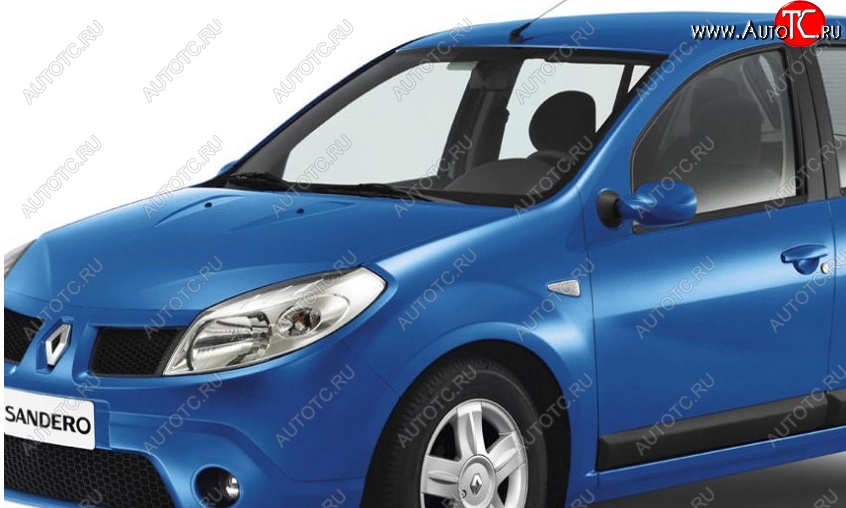 7 549 р. Переднее левое крыло (с отв. под повторитель) Стандартное Renault Sandero (BS) (2009-2014) (Окрашенное)  с доставкой в г. Пермь