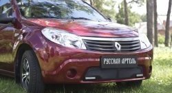 2 099 р. Защитная сетка решетки переднего бампера (с ДХО) РА  Renault Sandero  (BS) (2009-2014)  с доставкой в г. Пермь. Увеличить фотографию 2