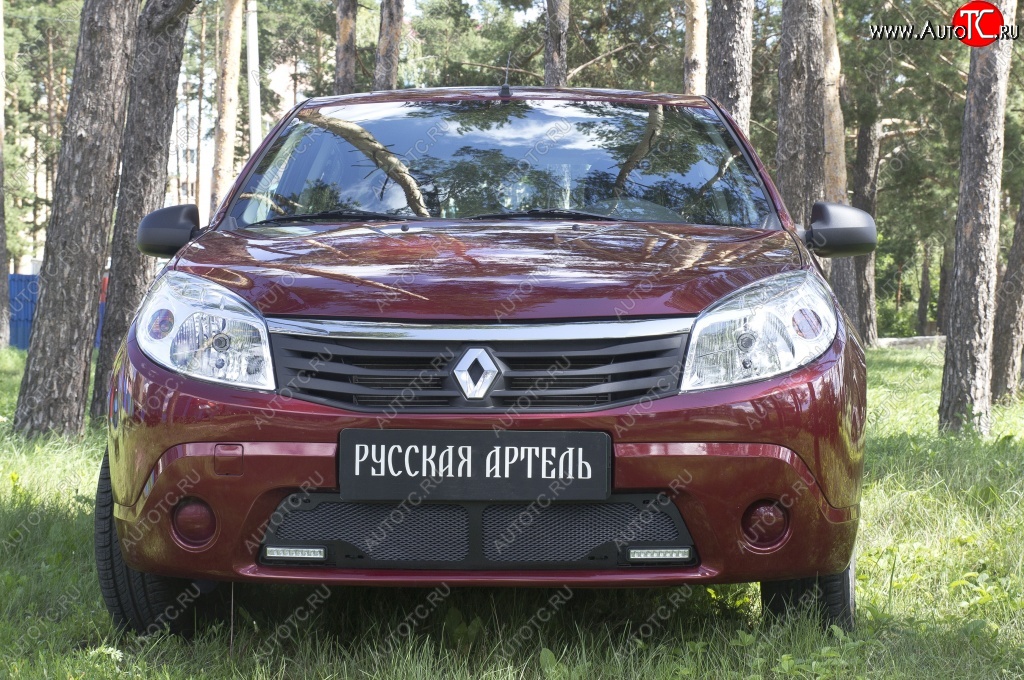 2 099 р. Защитная сетка решетки переднего бампера (с ДХО) РА  Renault Sandero  (BS) (2009-2014)  с доставкой в г. Пермь