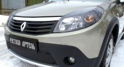 1 099 р. Зимняя заглушка решетки переднего бампера РА  Renault Sandero Stepway  (BS) (2010-2014)  с доставкой в г. Пермь. Увеличить фотографию 2