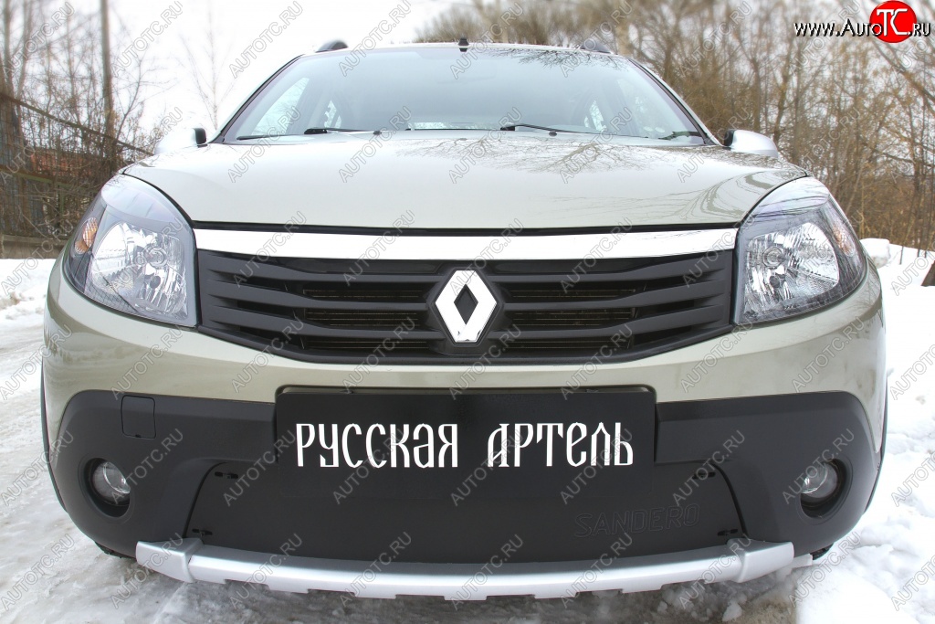 1 099 р. Зимняя заглушка решетки переднего бампера РА  Renault Sandero Stepway  (BS) (2010-2014)  с доставкой в г. Пермь