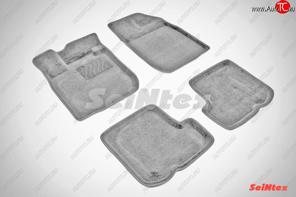 6 699 р. Износостойкие коврики в салон SeiNtex Premium 3D 4 шт. (ворсовые, серые) Renault Sandero (BS) (2009-2014)  с доставкой в г. Пермь