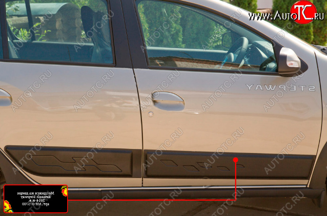 1 439 р. Молдинг двери RA (передний правый)  Renault Sandero  (B8) - Sandero Stepway  (B8) (Поверхность глянец (под окраску), Неокрашенный)  с доставкой в г. Пермь