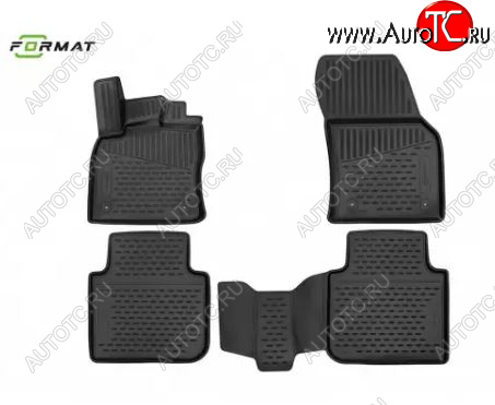 1 019 р. Комплект 3D ковриков салона Format (повышенная износостойкость).  Renault Sandero  (B8) - Sandero Stepway  (B8) (Черные)  с доставкой в г. Пермь