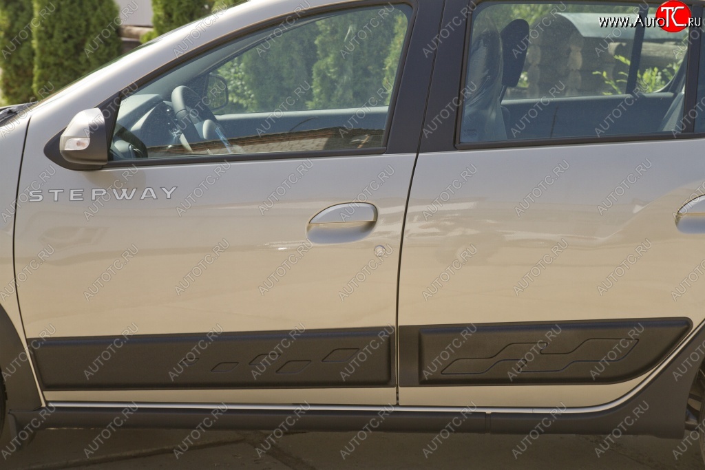 4 299 р. Молдинги дверей RA (комплект) Renault Sandero (B8) дорестайлинг (2014-2018) (Поверхность глянец (под окраску), Неокрашенные)  с доставкой в г. Пермь