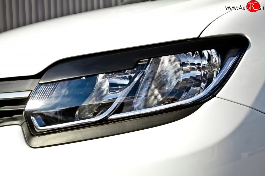 659 р. Реснички передних фар RA Renault Sandero (B8) дорестайлинг (2014-2018) (Неокрашенные)  с доставкой в г. Пермь
