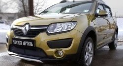 2 099 р. Защитная сетка решетки переднего бампера РА Renault Sandero Stepway (B8) дорестайлинг (2014-2018)  с доставкой в г. Пермь. Увеличить фотографию 2