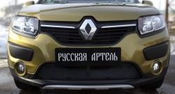 2 099 р. Защитная сетка решетки переднего бампера РА Renault Sandero Stepway (B8) дорестайлинг (2014-2018)  с доставкой в г. Пермь. Увеличить фотографию 3