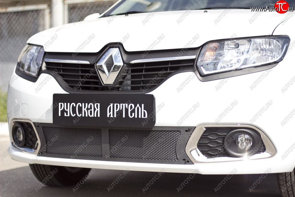 2 169 р. Защитная сетка решетки переднего бампера РА  Renault Sandero  (B8) (2014-2018) дорестайлинг  с доставкой в г. Пермь