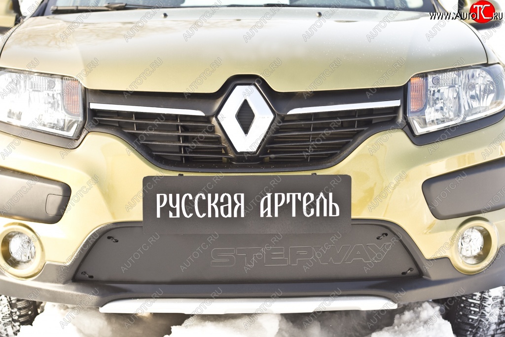 1 329 р. Зимняя заглушка решетки переднего бампера Stepway РА  Renault Sandero Stepway  (B8) (2014-2018) дорестайлинг  с доставкой в г. Пермь