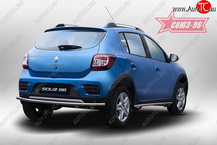 8 099 р. Защита заднего бампера Souz-96 (d42)  Renault Sandero Stepway  (B8) (2014-2018) дорестайлинг  с доставкой в г. Пермь