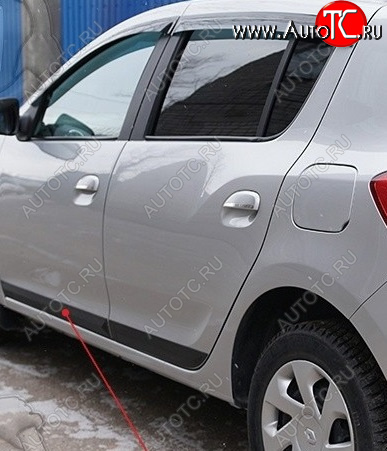 799 р. Задний левый молдинг на дверь Русская Артель Renault Sandero (B8) дорестайлинг (2014-2018) (Поверхность шагрень)  с доставкой в г. Пермь