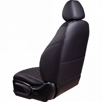 10 899 р. Чехлы для сидений Stepway Lord Autofashion Байрон (экокожа, 60/40, 2 П- и 1 Г-образных подголовника)  Renault Sandero Stepway  (B8) (2014-2018) дорестайлинг (Черный, вставка черная, строчка черная)  с доставкой в г. Пермь. Увеличить фотографию 3
