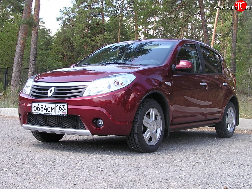 2 799 р. Низкая накладка Kart на передний бампер Renault Sandero (BS) (2009-2014) (Неокрашенная)  с доставкой в г. Пермь