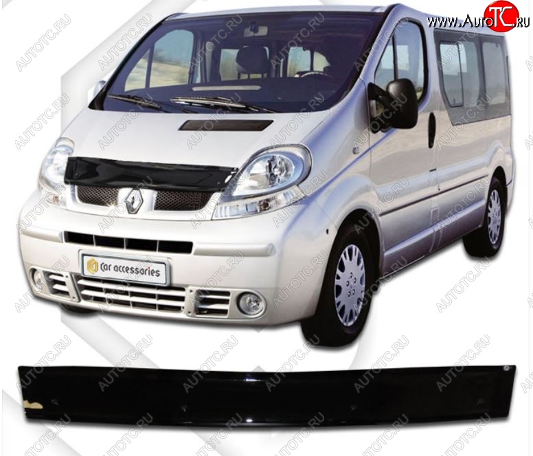 1 839 р. Дефлектор капота CA-Plastic Renault Trafic X83 дорестайлинг (2001-2006) (Classic черный, Без надписи)  с доставкой в г. Пермь