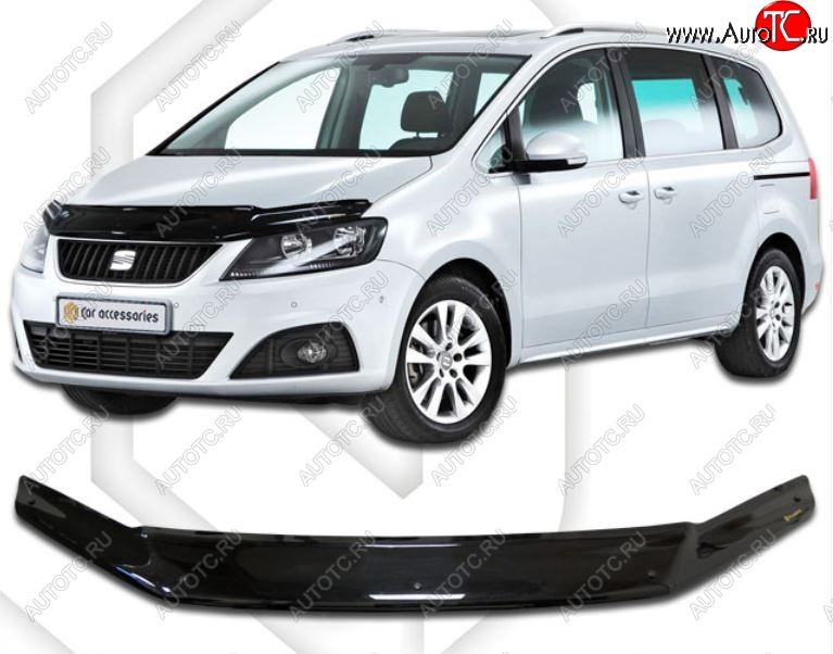 2 399 р. Дефлектор капота CA-Plastic Seat Alhambra 7N дорестайлинг (2010-2015) (Classic черный, Без надписи)  с доставкой в г. Пермь