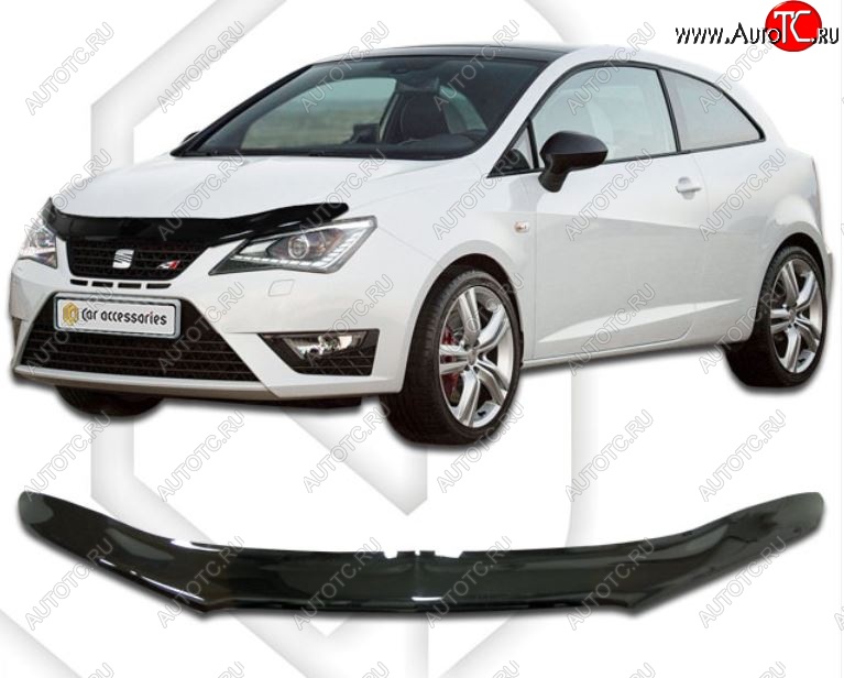 1 899 р. Дефлектор капота CA-Plastic  Seat Ibiza ( 6J,6P хэтчбэк 5 дв.,  6J,6P универсал) (2012-2016)  рестайлинг (Classic черный, Без надписи)  с доставкой в г. Пермь