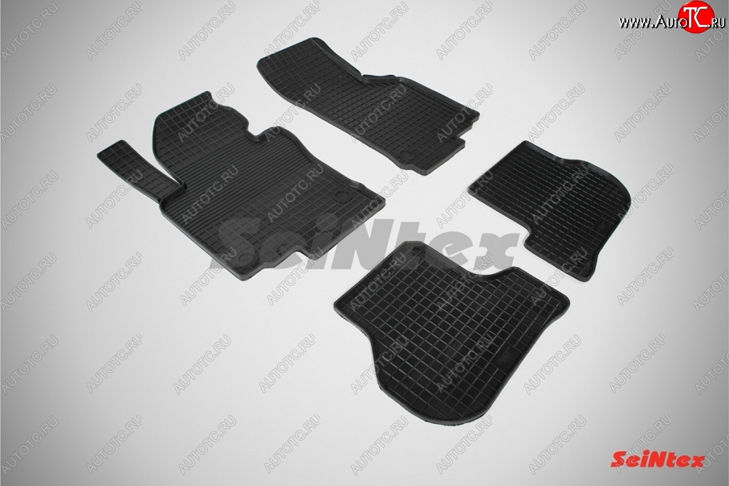 3 099 р. Износостойкие коврики в салон с рисунком Сетка SeiNtex Premium 4 шт. (резина)  Seat Leon  1P хэтчбэк 5 дв. (2005-2009) дорестайлинг  с доставкой в г. Пермь