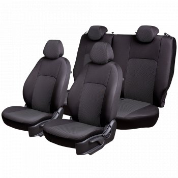 5 999 р. Чехлы сидений Lord Autofashion Дублин (жаккард, 60/40, раздельное заднее сиденье, 3Г-образ. подголовника)  Chevrolet Aveo ( T200,  T250) (2003-2011), Ravon Nexia R3 (2016-2020) (Чёрный, Ёж белый)  с доставкой в г. Пермь. Увеличить фотографию 3