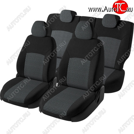 5 799 р. Чехлы сидений Lord Autofashion Дублин (жаккард, 60/40, раздельное заднее сиденье и спинка, 2Г-образ. подголовника) Ford Focus 2 хэтчбэк 5 дв. дорестайлинг (2004-2008) (Чёрный, зигзаг)  с доставкой в г. Пермь
