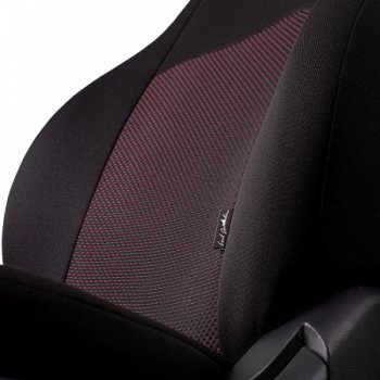 4 389 р. Чехлы сидений Lord Autofashion Дублин (жаккард, 60/40, раздельная спинка, 3Г-образ. подголовника) KIA Soul AM дорестайлинг (2008-2011) (Чёрный, Ёж красный)  с доставкой в г. Пермь. Увеличить фотографию 2
