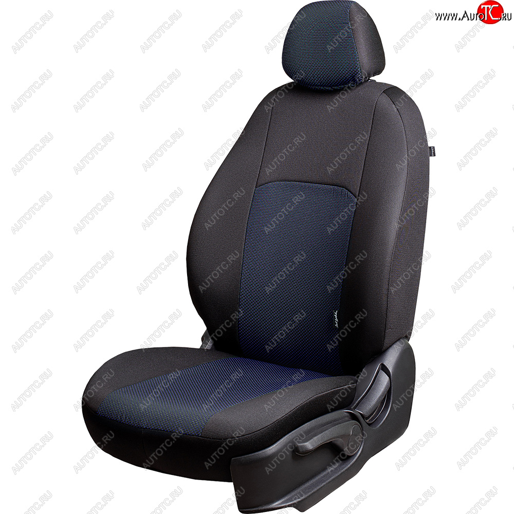 6 649 р. Чехлы сидений Lord Autofashion Дублин (жаккард, 60/40, раздельная задняя спинка, 3П-образ. подголовника)  KIA Spectra (2000-2009) (Чёрный, Ёж синий)  с доставкой в г. Пермь