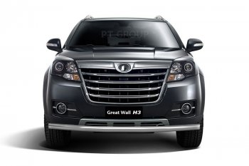 Защита переднего бампера (Ø63 мм) Petroil Tuning Petroil Tuning Great Wall Hover H3 (2017-2025) (нержавеющая полированная сталь)