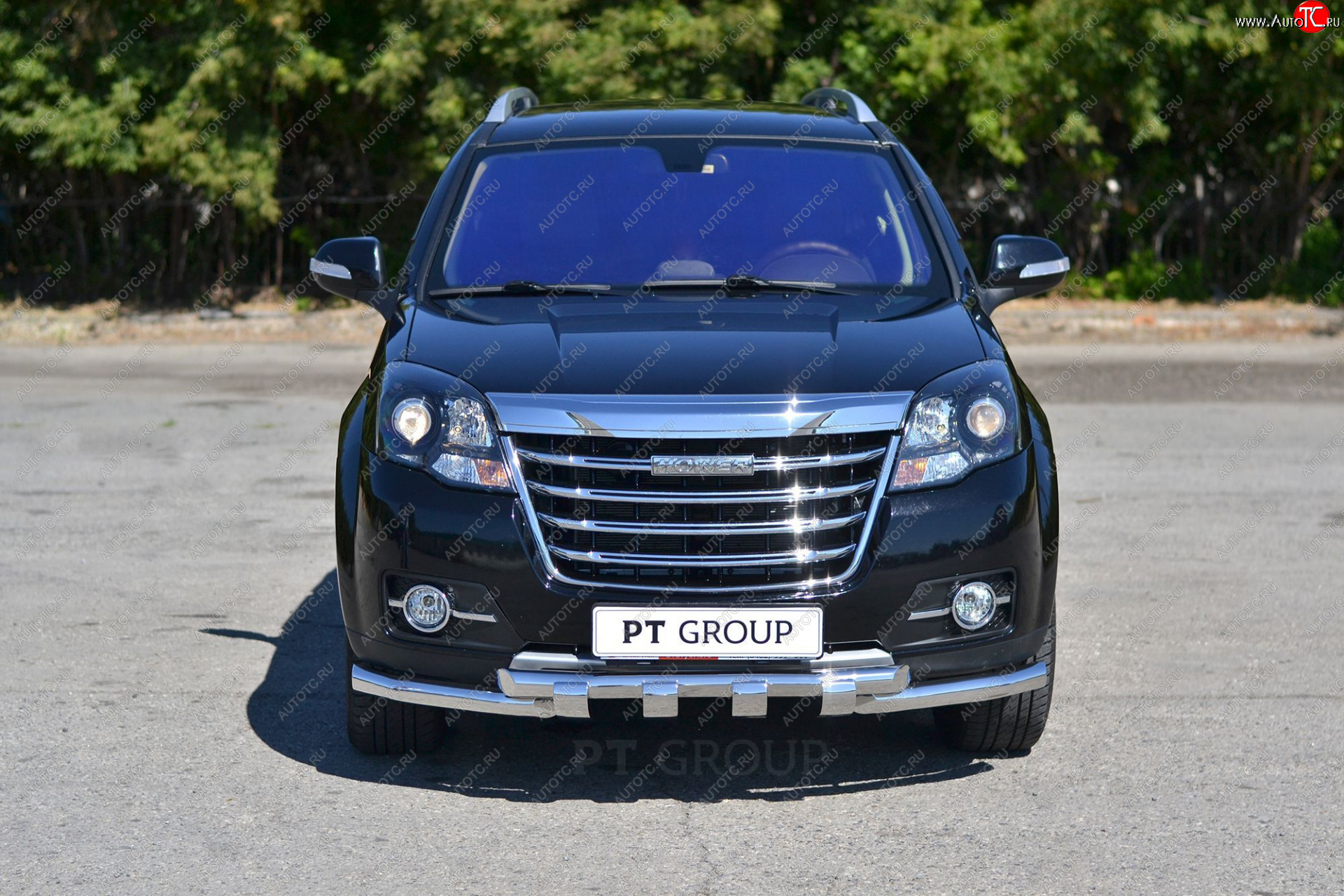 28 349 р. Защита переднего бампера (двойная с зубьями, Ø63/63 мм) Petroil Tuning  Great Wall Hover H3 (2017-2025) (нержавейка полированна)  с доставкой в г. Пермь