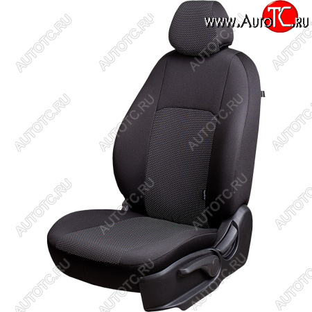 5 349 р. Чехлы сидений Lord Autofashion Дублин (жаккард, 60/40, раздельная задняя спинка, 3Г-образ. подголовника) Mitsubishi ASX дорестайлинг (2010-2012) (Чёрный, Ёж белый)  с доставкой в г. Пермь