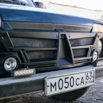 1 259 р. Декоративная решетка радиатора Autodemic (с противотуманками) Лада Нива 4х4 2121 3 дв. дорестайлинг (1977-2019)  с доставкой в г. Пермь. Увеличить фотографию 3