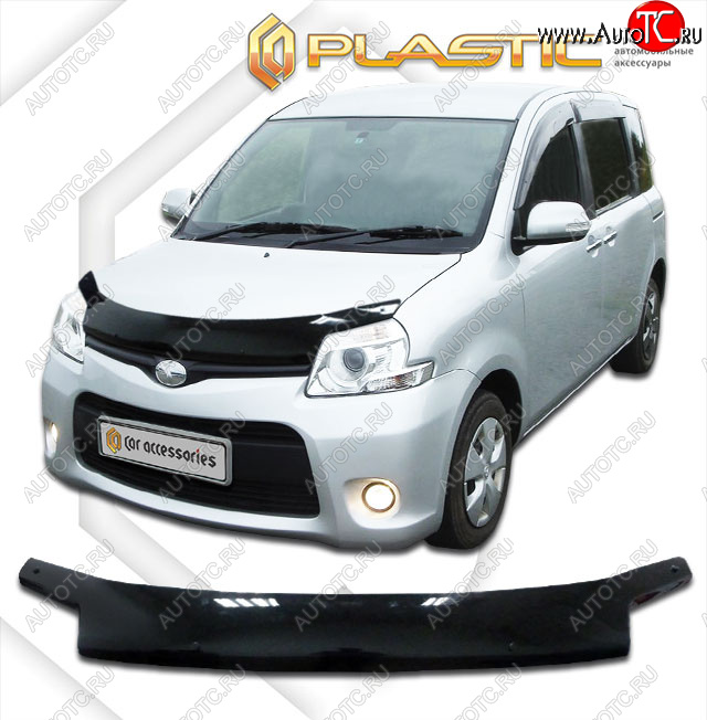 2 079 р. Дефлектор капота CA-Plastic  Toyota Sienta Dice (2011-2015) хэтчбек 5 дв. (серия Classic черный, без хром. молдинга)  с доставкой в г. Пермь