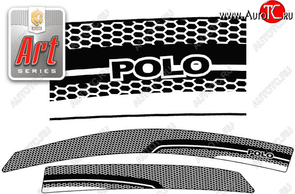 2 159 р. Ветровики дверей CA-Plastic Volkswagen Polo 5 седан дорестайлинг (2009-2015) (Серия Art белая, без хром. молдинга)  с доставкой в г. Пермь