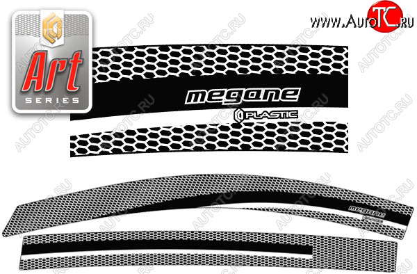 2 299 р. Ветровики дверей CA-Plastic  Renault Megane  хэтчбэк 5 дв. (2008-2016) дорестайлинг,  рестайлинг (Серия Art белая, без хром. молдинга)  с доставкой в г. Пермь