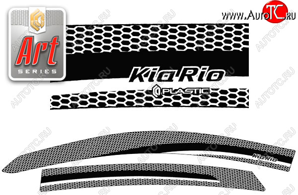 3 089 р. Ветровики дверей CA-Plastic KIA Rio 3 QB рестайлинг седан (2015-2017) (Серия Art белая, без хром. молдинга, крепление скотч)  с доставкой в г. Пермь