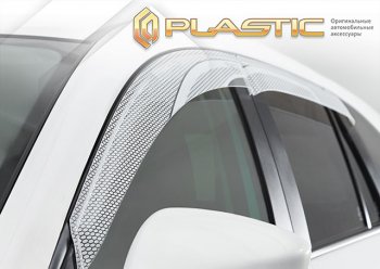 3 089 р. Ветровики дверей CA-Plastic KIA Rio 3 QB рестайлинг седан (2015-2017) (Серия Art белая, без хром. молдинга, крепление скотч)  с доставкой в г. Пермь. Увеличить фотографию 2
