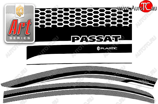 2 399 р. Ветровики дверей CA-Plastic  Volkswagen Passat ( B8,  B8.5) (2015-2025) седан дорестайлинг, седан рестайлинг (Серия Art белая)  с доставкой в г. Пермь