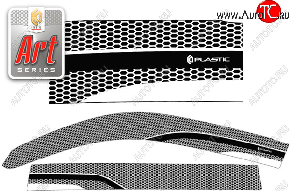 2 399 р. Ветровики дверей CA-Plastic Lexus LX570 J200 дорестайлинг (2007-2012) (Серия Art черная, без хром. молдинга, крепление скотч)  с доставкой в г. Пермь