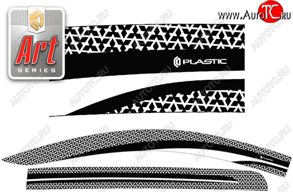2 299 р. Ветровики дверей CA-Plastic  Mitsubishi Triton  KKKL (2015-2018) Double Cab дорестайлинг (Серия Art черная, без хром. молдинга)  с доставкой в г. Пермь
