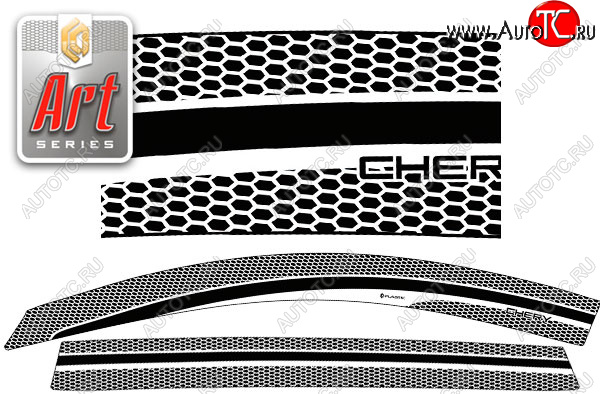 2 199 р. Дефлектора окон CA-Plastic  Chery Tiggo 8 PRO (2021-2025) (Серия Art черная, без хром. молдинга)  с доставкой в г. Пермь